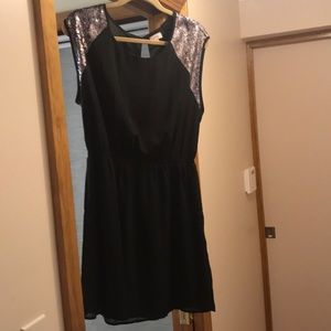 Black Sequined cap sleeved dress
